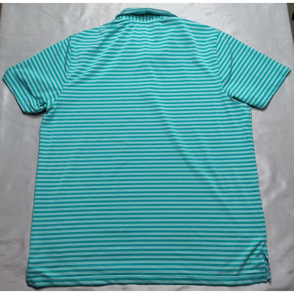 ADIDAS‎ GOLF Men Size XL Aqua Striped Short Sleeve Polo Shirt